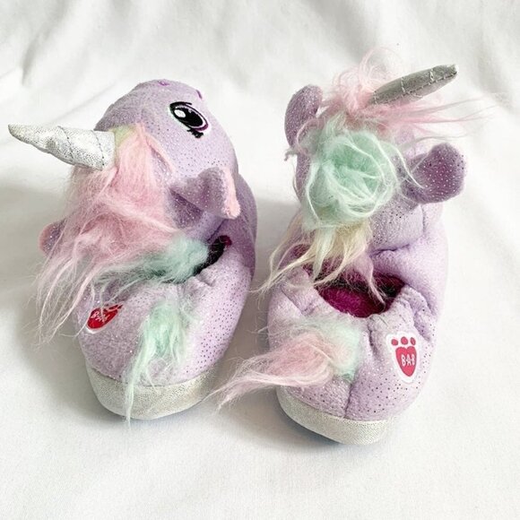 5/$25 NWOT Build a bear purple unicorn house slippers booties - small‎ (10-11) - Picture 3 of 6